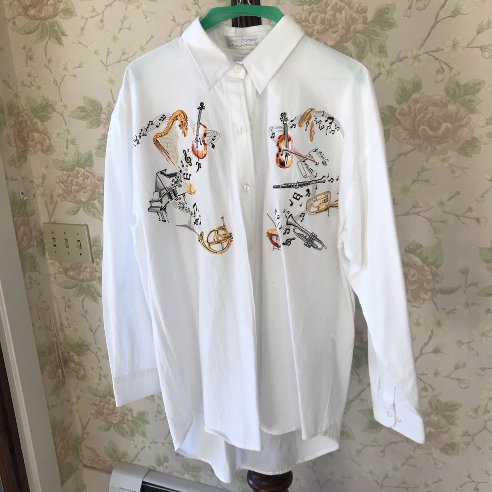 Embroidered Casey Coleman Button-down blouse
